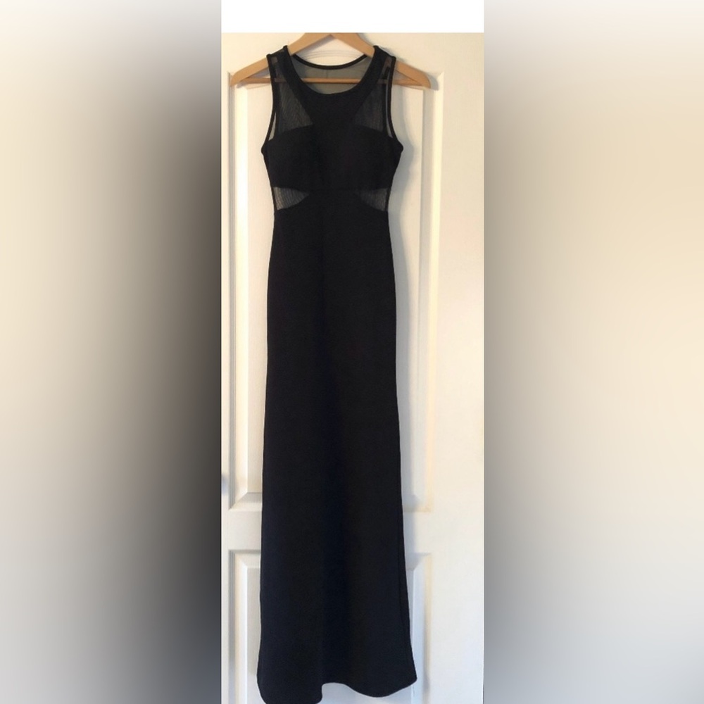 Black dress with mesh cut outs